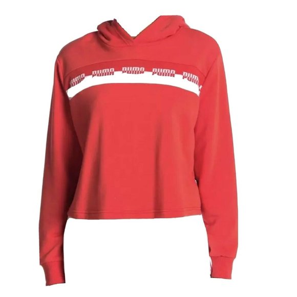 Puma Amplified Cropped Hoodie - Red and White 1X - Picture 7 of 7
